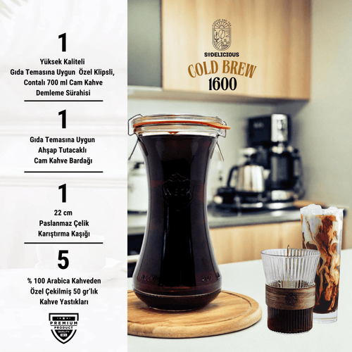 1600 Cold Brew Easy Set - Evde Kolay Soğuk Kahve Demleme Kiti