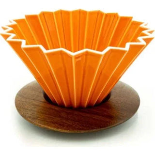 Epinox Seramik Ahşap Standlı Dripper Turuncu V60 02 - SODELICIOUS