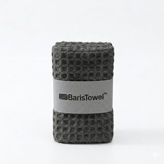 BarisTowel™ Waffle Gri Barista Temizlik Havlusu, 3'lü Set (30x30 cm)