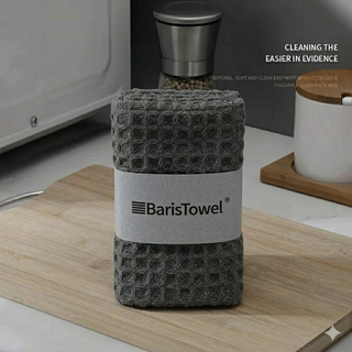 BarisTowel™ Waffle Gri Barista Temizlik Havlusu, 3'lü Set (30x30 cm)