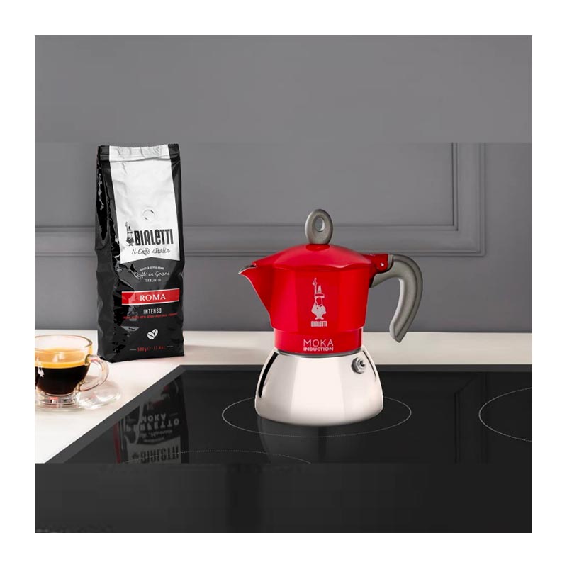 Bialetti İndüksiyon Moka Pot, 6 Cup, Kırmızı