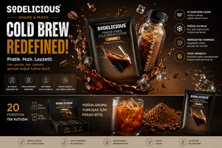 Sodelicious Shake & Make Gerçek Cold Brew Soğuk Kahve | Mix Collection (10 Medium Roast + 10 Dark Roast) | 20 Tek Kullanımlık Sachet × 6 g | Net 120 g