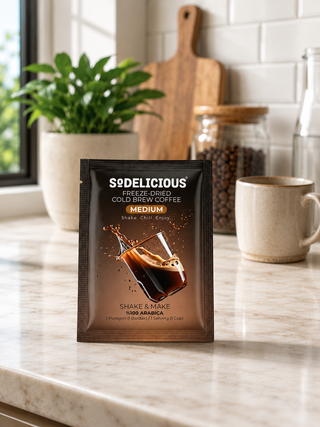 Sodelicious Shake & Make Gerçek Cold Brew Soğuk Kahve | Mix Collection (10 Medium Roast + 10 Dark Roast) | 20 Tek Kullanımlık Sachet × 6 g | Net 120 g