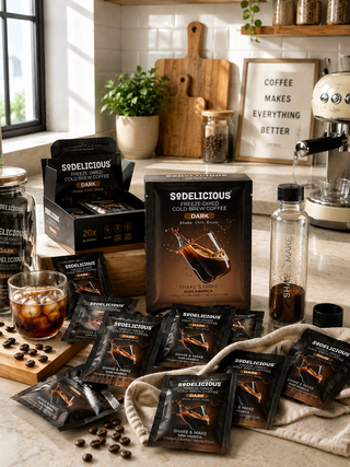 Sodelicious Shake & Make Gerçek Cold Brew Soğuk Kahve | Dark Roast | 20 Tek Kullanımlık Sachet × 6 g | Net 120 g
