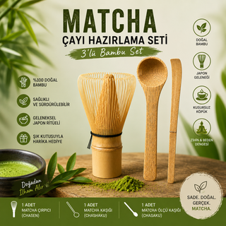 Epinox Matcha Çayı Hazırlama Bambu 3'lü Set (MF-01)