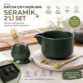 Matcha Çayı Hazırlama Seramik 2'li Set (SMS-02)