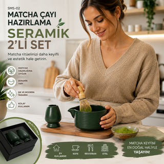 Matcha Çayı Hazırlama Seramik 2'li Set (SMS-02)