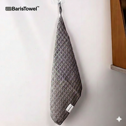 BarisTowel™ Waffle Gri Barista Temizlik Havlusu – 30x30 cm (3’lü Set)