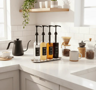 Sodelicious Paslanmaz Silver Dikdörtgen Sunum Tepsisi (11×30 cm) – Oval Standlı Kahve Şurubu Tepsisi 2’li - SODELICIOUS