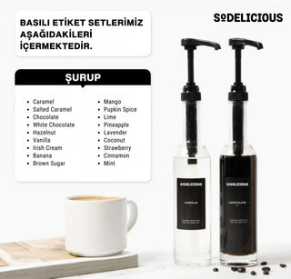 Sodelicious 2'li Siyah Pompalı Cam Şurup Şişesi Seti 330ml - SODELICIOUS