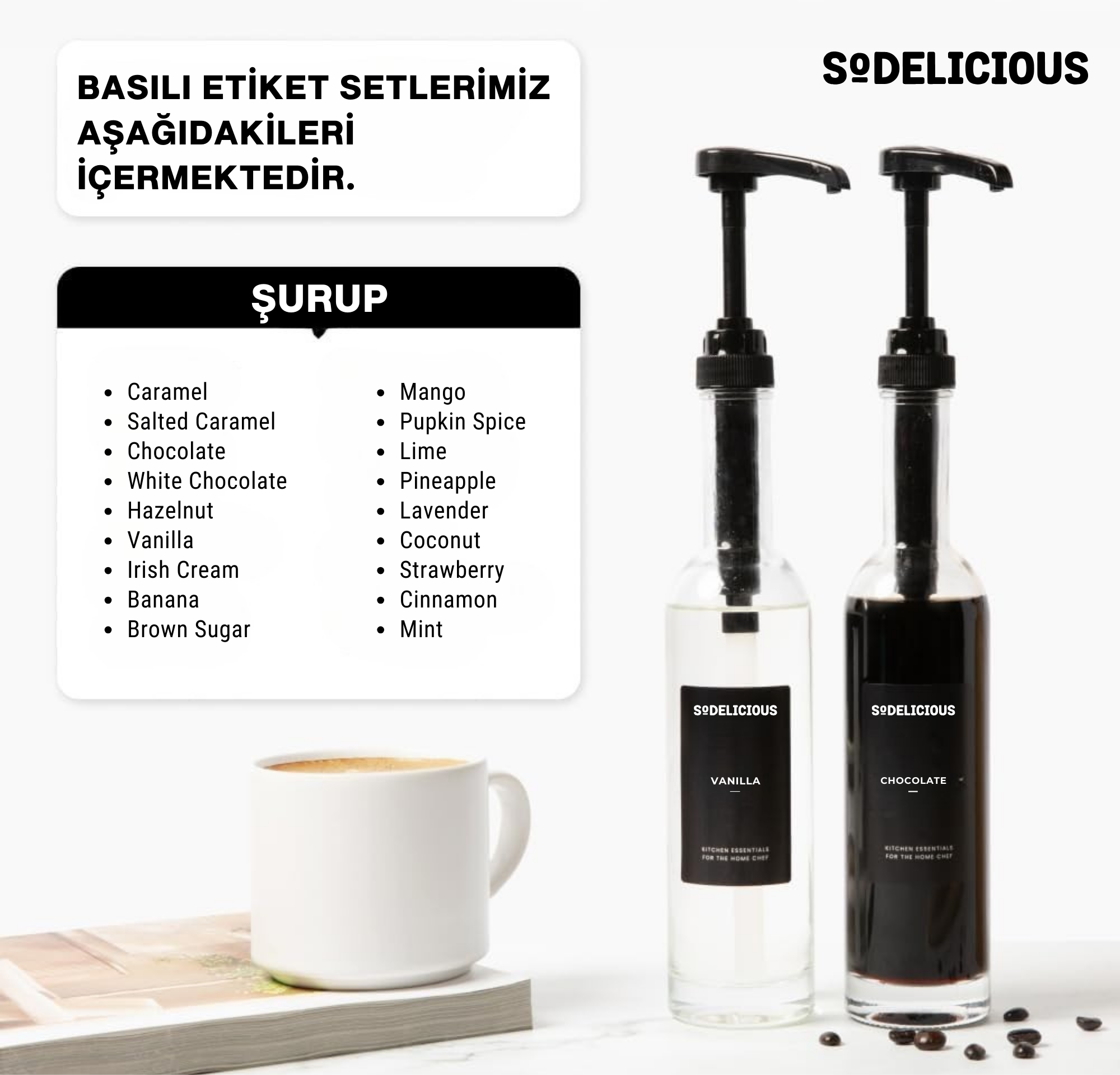2'li Siyah Pompalı Cam Şurup Şişesi Seti 330ml