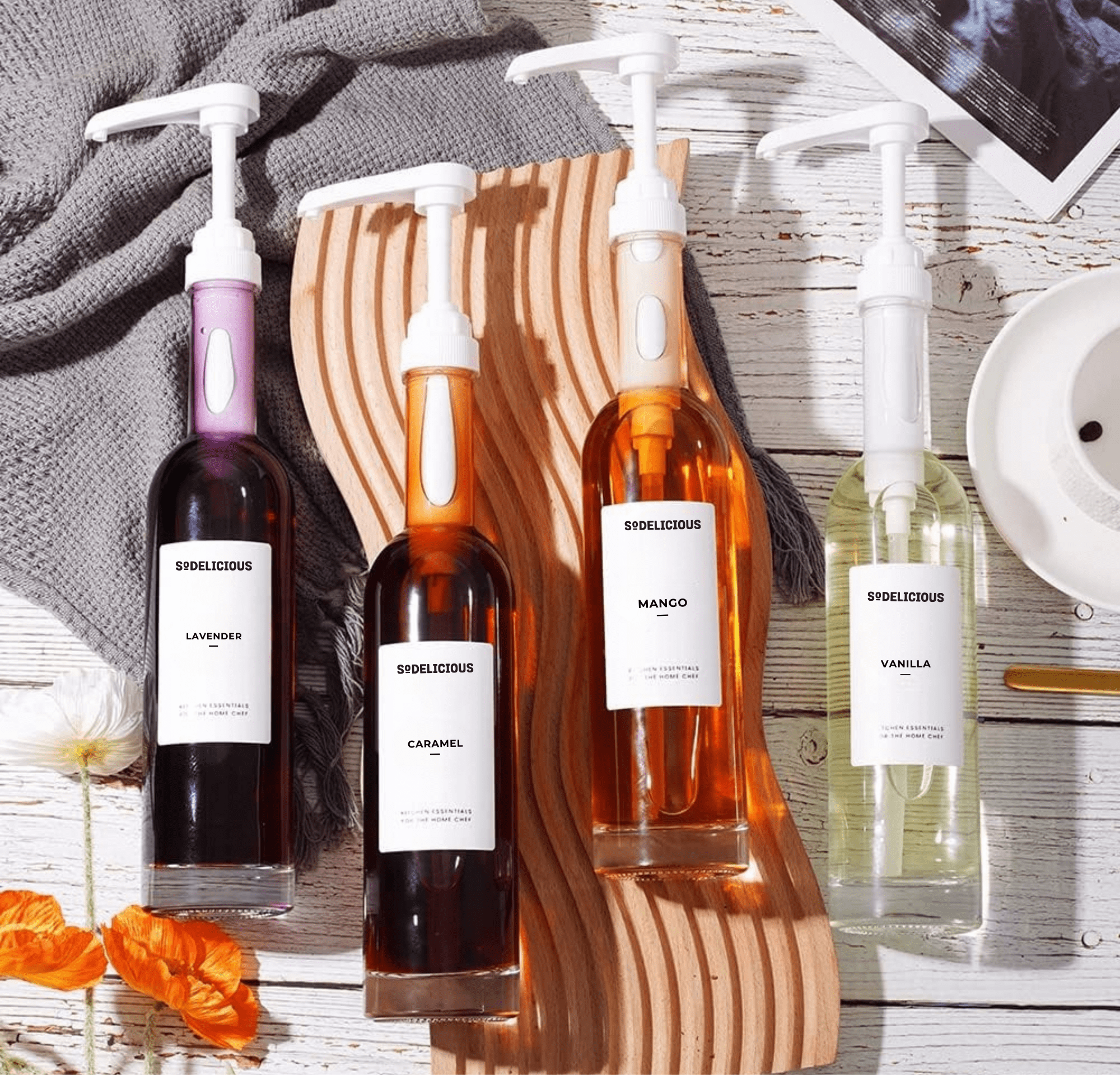 2'li Beyaz Pompalı Cam Şurup Şişesi Seti 330ml