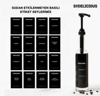 Sodelicious 4'lü Siyah Pompalı Cam Şurup Şişesi Seti 330ml - SODELICIOUS