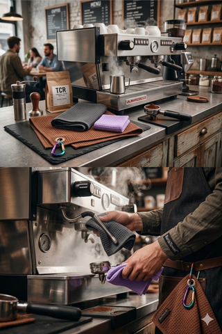 BarisTowel™ Waffle Barista Havlu Seti: 60x40 (Askılı), 30x30, 20x20