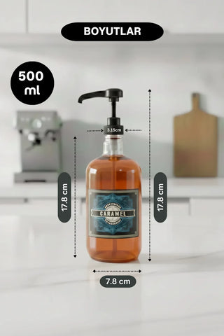 Sodelicious 2'li Premium Set 500 ml Pompalı Cam Şurup Şişesi 20 Çeşit Vintage Etiketli + Silikon Huni - SODELICIOUS